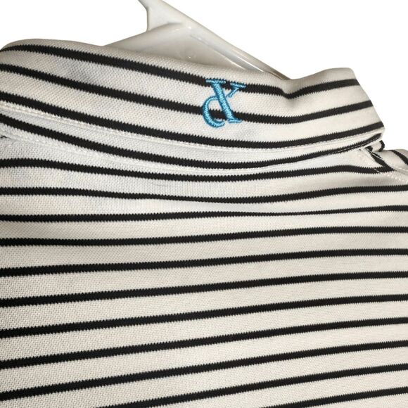 Devereux Men's Striped Collared Long Sleeve Polo Shirt Black White Size Medium - Picture 3 of 9